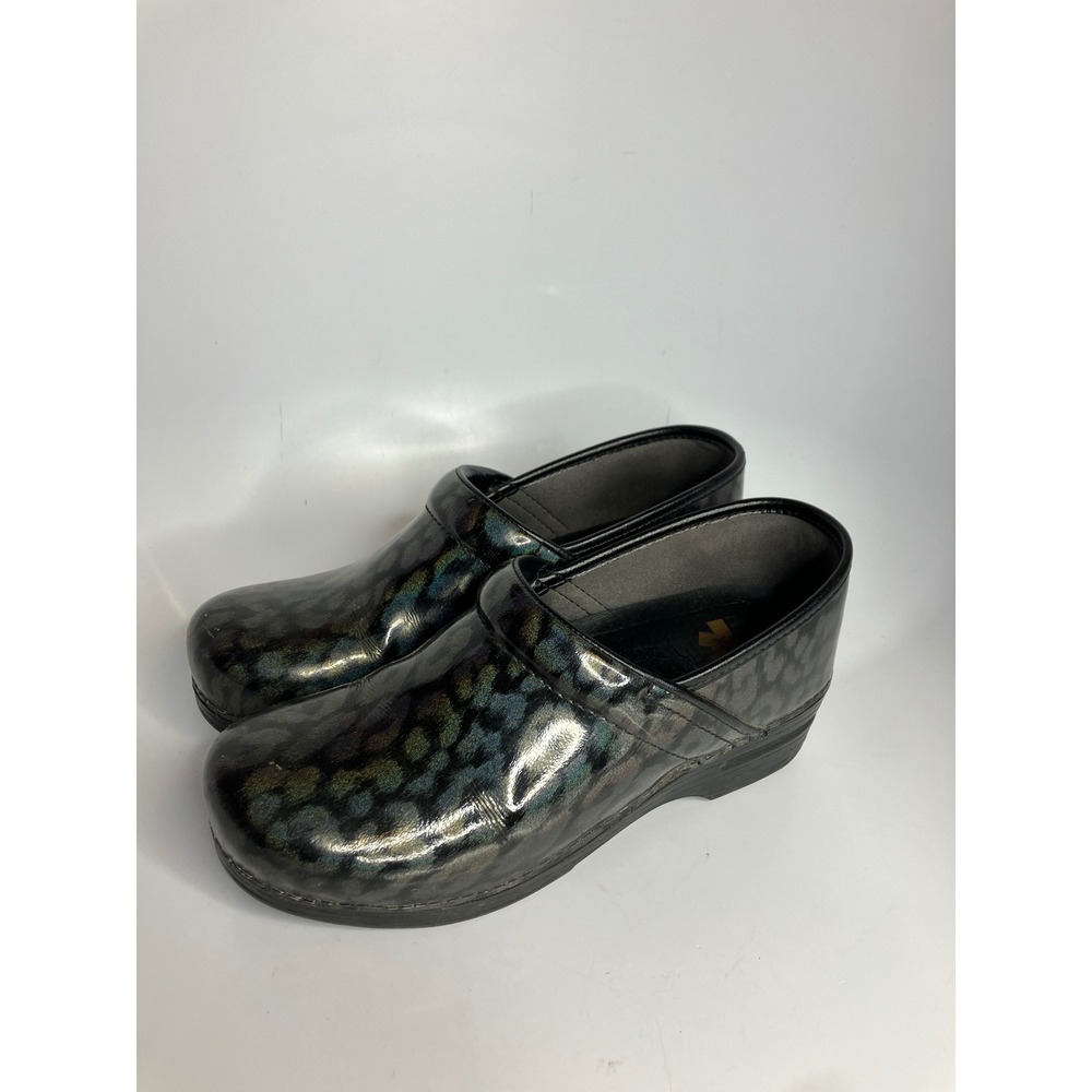 Dansko XP clogs patent leather animal print multi colored women's size 40
